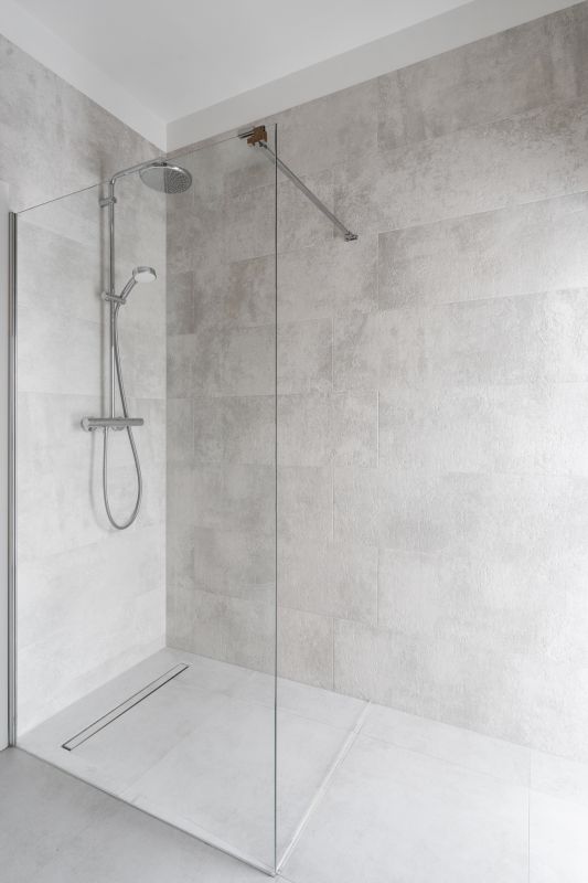 Contemporary Shower with Multi-Function Shower Panel